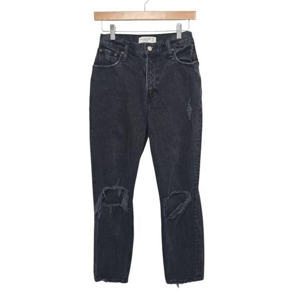 Abercrombie & Fitch Jeans 90s Straight Ultra High Rise Black Size 26 2S Short - Picture 1 of 11